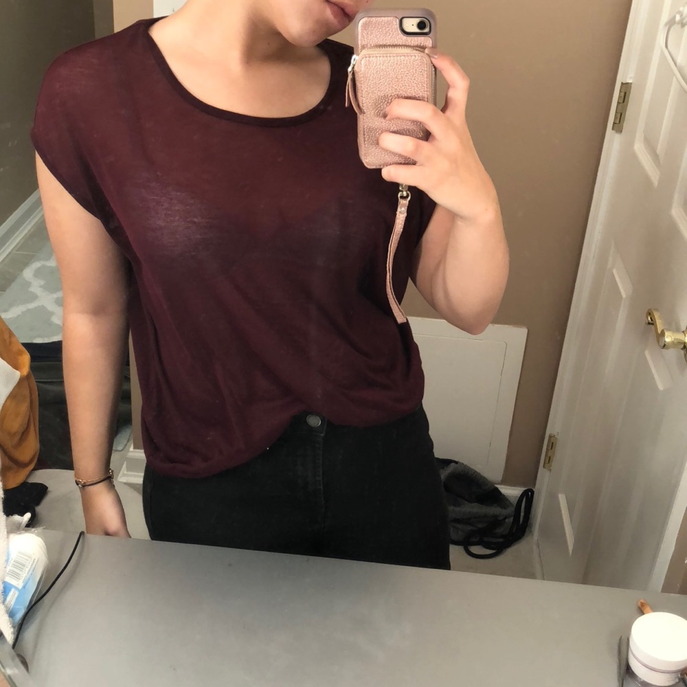 sheer purple t shirt